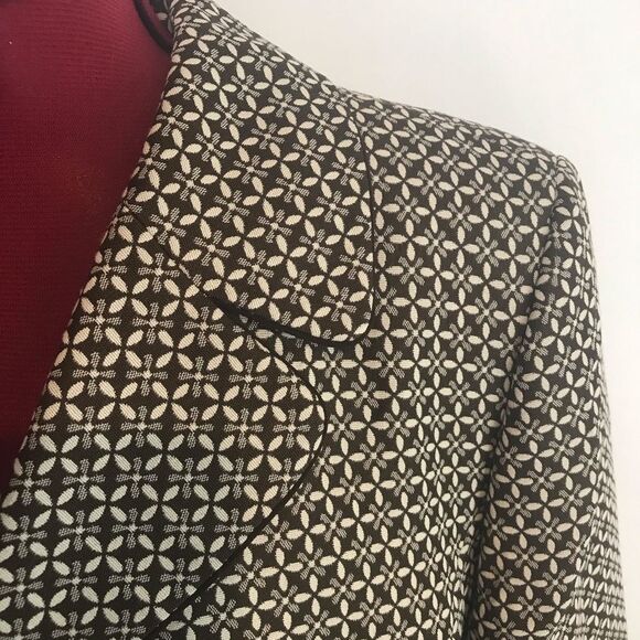 Le Suit Blazer Women's Size 16 Brown and Cream Patterned Long Sleeve 3-Button - Picture 5 of 9